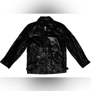 Brandini Leather Jacket Mens Medium Black Soft Leather Full Zip Motorcycle